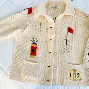Vintage 1950s Golf Themed Sweater    Dorce For LeRoy Knitwear